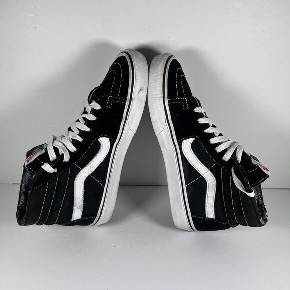 Vans Sk8 Hi Black High Top Lace Up Skateboard Shoes Sneakers Women's Size 8 - Picture 5 of 9